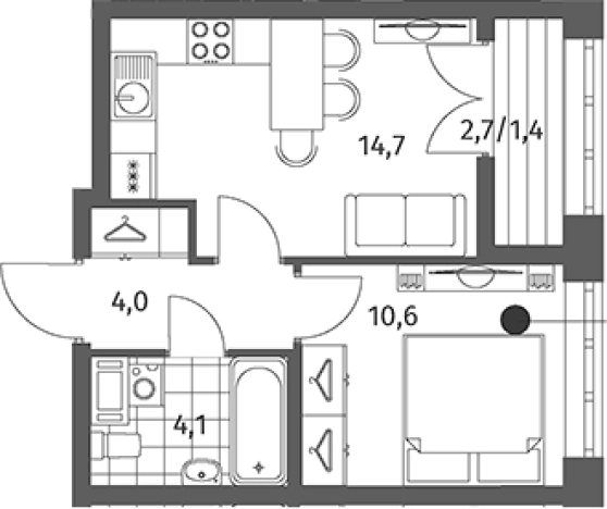 Купить однокомнатную квартиру в Ленинградской области. Вариант № 5259210, 0, площадь -  квм, цена 7845000 рублей