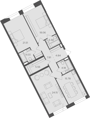 Купить квартиру у метро Автозаводская в Москве. Вариант № 61084, 0, площадь -  квм, цена 47531000 рублей