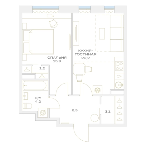 Купить двухкомнатную квартиру у метро Аэропорт Внуково в Москве. Вариант № 876543, 0, площадь -  квм, цена 16024622 рублей