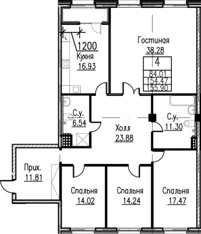 Купить пятикомнатную квартиру в Санкт-Петербурге. Вариант № 75758, 0, площадь -  квм, цена 105158640 рублей