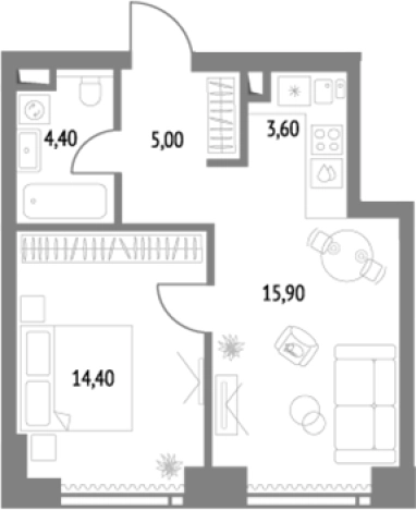 Купить однокомнатную квартиру у метро Бутырская  в Москве. Вариант № 103960, 0, площадь -  квм, цена 27287010 рублей
