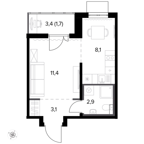 Купить однокомнатную квартиру у метро Битца в Видном. Вариант № 9874993, 0, площадь -  квм, цена 9085715 рублей