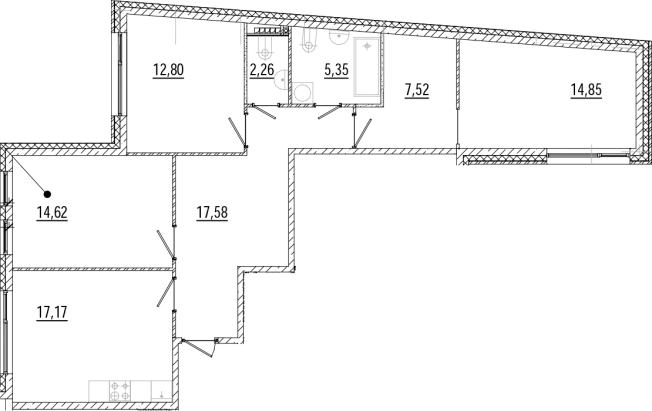 Купить трехкомнатную квартиру у метро Горьковская в Санкт-Петербурге. Вариант № 76432, 0, площадь -  квм, цена 38850000 рублей