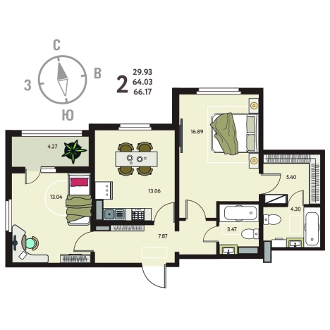 Купить двухкомнатную квартиру на улице Гвардейский переулок в Воронеже. Вариант № 7806193, 0, площадь -  квм, цена 6517745 рублей