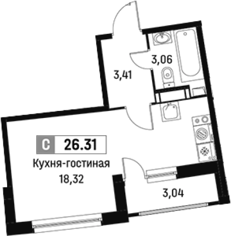 Купить Студию у метро Девяткино в Мурине. Вариант № 6212365, 0, площадь -  квм, цена 5178509 рублей