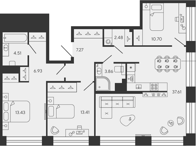 Купить многокомнатную квартиру в ЖК BASHNI ELEMENT в Санкт-Петербурге. Вариант № 8340623, 0, площадь -  квм, цена 72053820 рублей