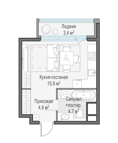 Купить Студию на улице Маковского в Одинцове. Вариант № 134643, 0, площадь -  квм, цена 9960000 рублей