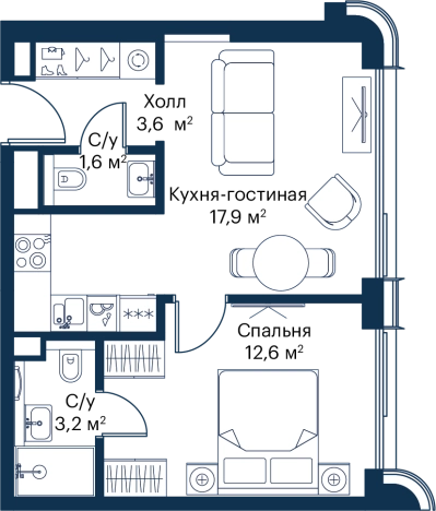 Купить однокомнатную квартиру в новостройках у метро Мякинино в Москве. Вариант № 148680, 0, площадь -  квм, цена 22748151 рублей