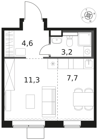 Купить однокомнатную квартиру в Микрорайоне Клязьма-Старбеево, Химки в Химках. Вариант № 9701473, 0, площадь - квм, цена 7538840 рублей