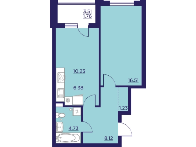 Купить однокомнатную квартиру в ЖК Городские Сады в Воронеже. Вариант № 103187, 0, площадь -  квм, цена 7539840 рублей