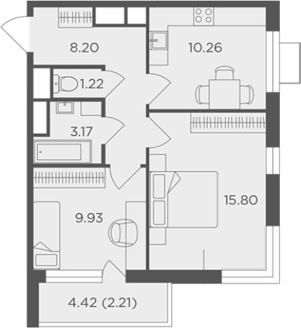 Купить двухкомнатную квартиру в Одинцове. Вариант № 129225, 0, площадь -  квм, цена 12610000 рублей