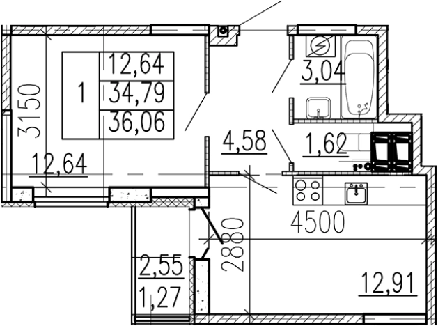 Купить однокомнатную квартиру в новостройках на улице Школьная в Ленинградской области. Вариант № 9096010, 0, площадь -  квм, цена 5093400 рублей