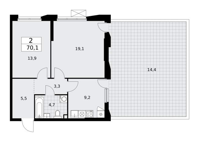 Купить двухкомнатную квартиру в новостройках у метро Бунинская аллея в Москве. Вариант № 834161, 0, площадь -  квм, цена 20802175 рублей