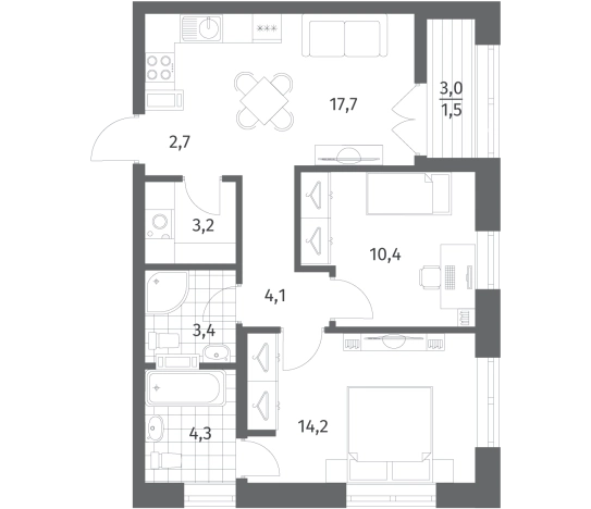 Купить трехкомнатную квартиру в ЖК NEWПИТЕР в Ленинградской области. Вариант № 5258459, 0, площадь -  квм, цена 10745000 рублей