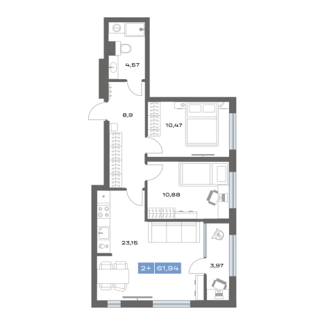 Купить двухкомнатную квартиру в новостройках в ЖК "Ритм" в Тобольске. Вариант № 92950, 0, площадь -  квм, цена 7800000 рублей