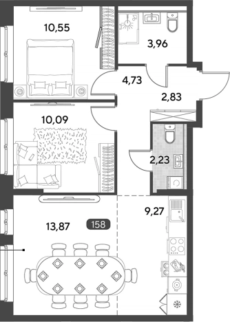 Купить трехкомнатную квартиру в Калуге. Вариант № 120427, 0, площадь -  квм, цена 6821907 рублей