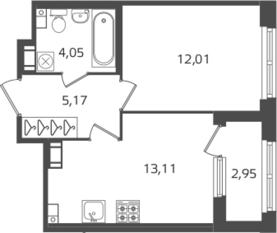 . Вариант № 6241695, 0, площадь - 34.34 квм, цена 11641260 рублей