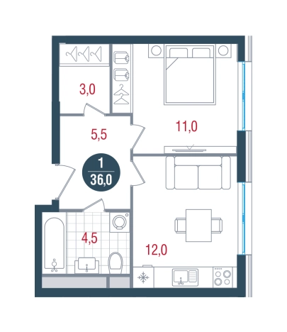 Купить однокомнатную квартиру в районе Царицыно в Москве. Вариант № 8949892, 0, площадь -  квм, цена 14641712 рублей