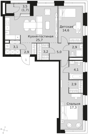 Купить квартиру в ЖК Sky Garden в Москве. Вариант № 9496146, 0, площадь -  квм, цена 33827040 рублей