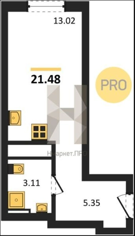 Купить Студию в районе Коминтерновский в Воронеже. Вариант № 2890582, 0, площадь -  квм, цена 2955648 рублей