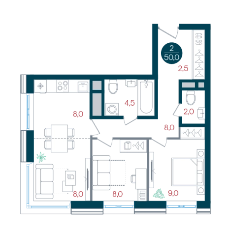Купить двухкомнатную квартиру в ЖК Кантемировский в Москве. Вариант № 8922196, 0, площадь -  квм, цена 17387000 рублей