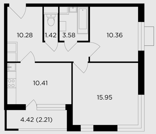Купить двухкомнатную квартиру в Одинцове. Вариант № 96647, 0, площадь -  квм, цена 12770000 рублей