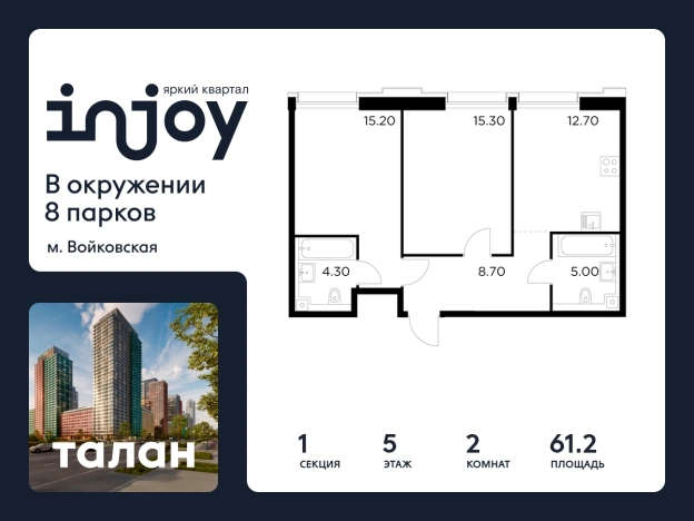 Купить двухкомнатную квартиру у метро Балтийская в Москве. Вариант № 9104404, 0, площадь -  квм, цена 28449900 рублей