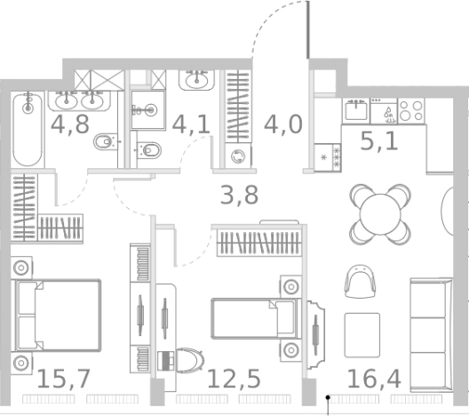 Купить трехкомнатную квартиру в ЖК River Park Towers Кутузовский в Москве. Вариант № 105347, 0, площадь -  квм, цена 57603060 рублей