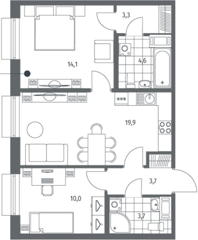 Купить трехкомнатную квартиру в ЖК Парусная 1 в Санкт-Петербурге. Вариант № 7569387, 0, площадь -  квм, цена 21351000 рублей