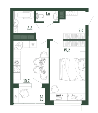 Купить однокомнатную квартиру на улице бульвар Содружества в Воронеже. Вариант № 102443, 0, площадь -  квм, цена 5534000 рублей