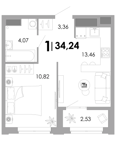 Купить однокомнатную квартиру в новостройках в Владимирской области. Вариант № 157176, 0, площадь -  квм, цена 8217600 рублей