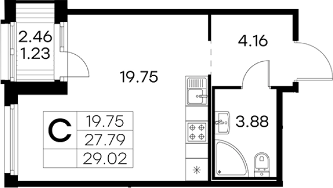 Купить Студию в ЖК GloraХ Парголово в Санкт-Петербурге. Вариант № 4807551, 0, площадь -  квм, цена 5809999 рублей