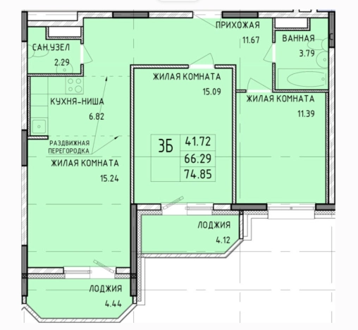 . Вариант № 72908, 0, площадь - 74.85 квм, цена 5913150 рублей