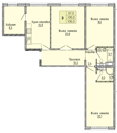 Купить трехкомнатную квартиру на вторичке на улице Урицкого в Пензе. Вариант № 69340, 0, площадь -  квм, цена 9719400 рублей