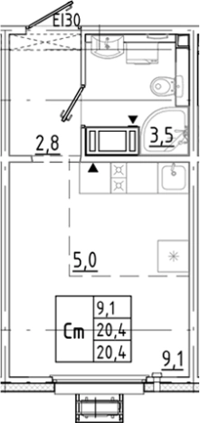 Купить Студию на улице Петровский бульвар в Мурине. Вариант № 8086159, 0, площадь - квм, цена 3740136 рублей