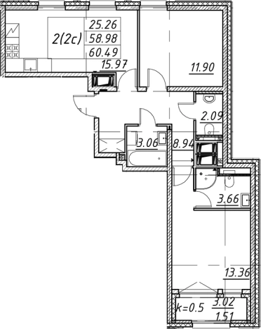 Купить трехкомнатную квартиру у метро Елизаровская в Санкт-Петербурге. Вариант № 7850535, 0, площадь -  квм, цена 20454633 рублей