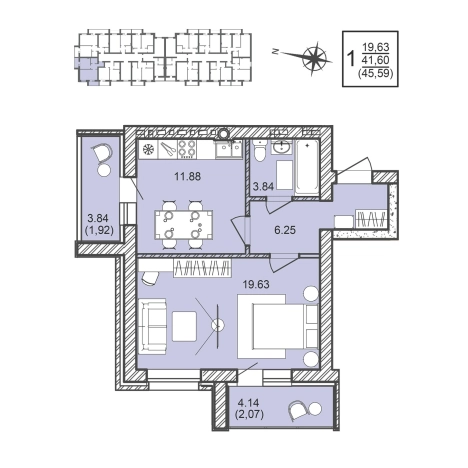 Купить однокомнатную квартиру в ЖК Александровский сад в Воронежской области. Вариант № 137534, 0, площадь -  квм, цена 6419118 рублей