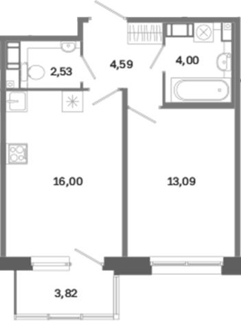 Купить двухкомнатную квартиру в новостройках на улице Курская в Санкт-Петербурге. Вариант № 6260120, 0, площадь -  квм, цена 18432264 рублей