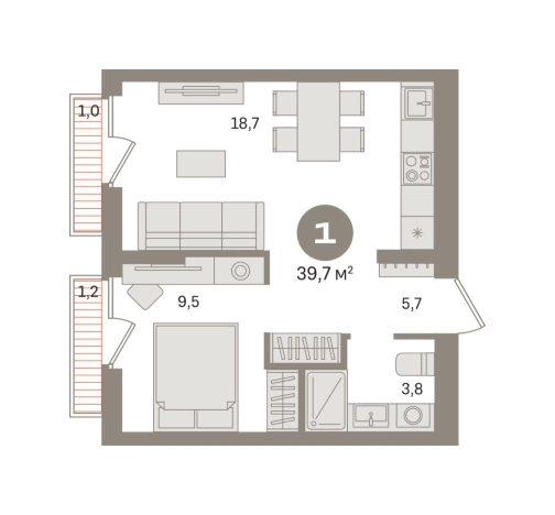 . Вариант № 8529564, 0, площадь - 39.71 квм, цена 7320000 рублей