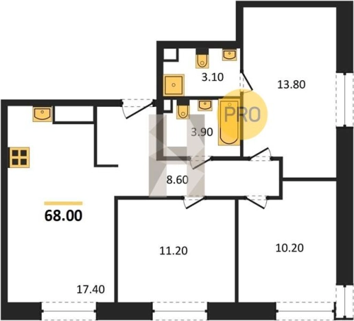 Купить трехкомнатную квартиру в ЖК Хорошо в Ижевске. Вариант № 70217, 0, площадь -  квм, цена 4740000 рублей