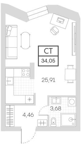 Купить Студию в ЖК Insider в Москве. Вариант № 78529, 0, площадь -  квм, цена 17365500 рублей