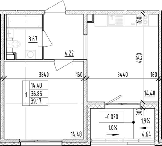 Купить однокомнатную квартиру у метро Проспект Ветеранов в Ленинградской области. Вариант № 6854625, 0, площадь - квм, цена 7954409 рублей