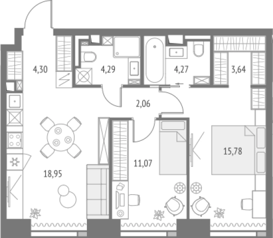 Купить двухкомнатную квартиру у метро Бутырская в Москве. Вариант № 103994, 0, площадь -  квм, цена 36795717 рублей