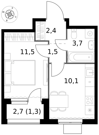 Купить однокомнатную квартиру у метро Щелковская в Москве. Вариант № 9716567, 0, площадь -  квм, цена 16479150 рублей