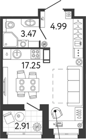 . Вариант № 6057252, 0, площадь - 25.71 квм, цена 7126820 рублей