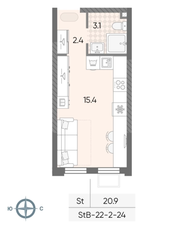Купить Студию у метро Черкизовская в Москве. Вариант № 10641910, 0, площадь - квм, цена 8830166 рублей