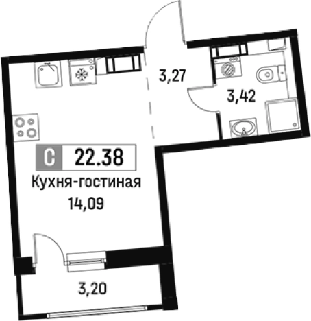 Купить Студию у метро Девяткино в Мурине. Вариант № 6212443, 0, площадь - квм, цена 4687547 рублей