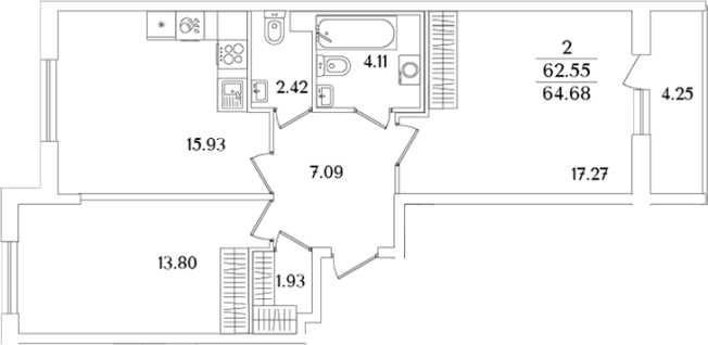 Купить двухкомнатную квартиру в новостройках в ЖК Кинопарк в Санкт-Петербурге. Вариант № 6713246, 0, площадь -  квм, цена 18216862 рублей
