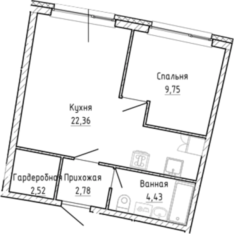 . Вариант № 8928450, 0, площадь - 41.84 квм, цена 6604474 рублей