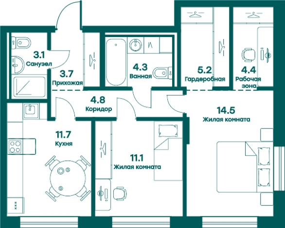 Купить двухкомнатную квартиру в новостройках в Одинцове. Вариант № 145224, 0, площадь -  квм, цена 12273898 рублей